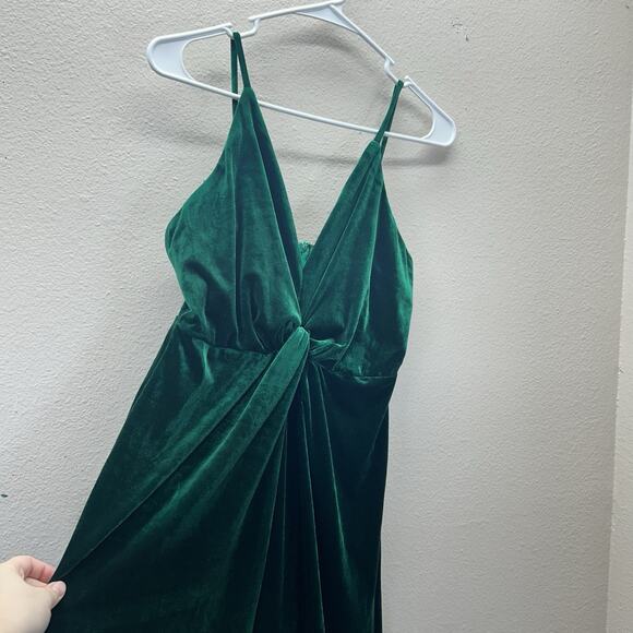 Tobi Velvet Green Y2K long slit maxi Prom dress Whimsigoth Fairy Witchy Gown M - Picture 3 of 7